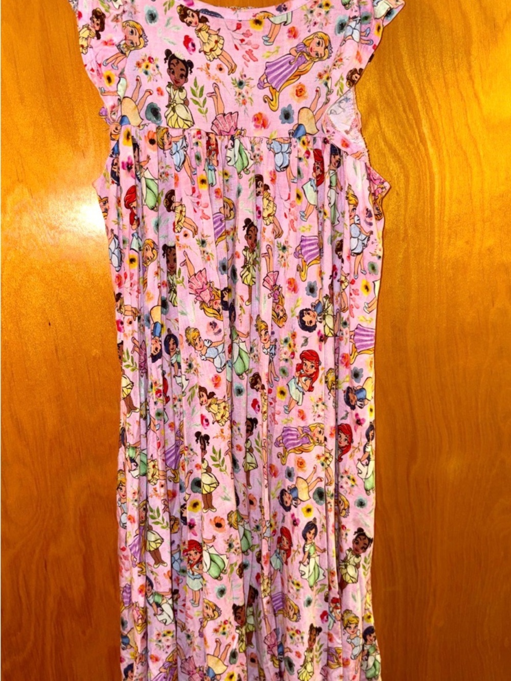 Girls Pink Princess Print Maxi Dress Bamboo unbranded Disney
